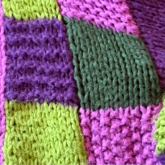 RARE Anthropologie FRNCH MAELIA - purple green knit Chunky Paris Cardigan S/M - Picture 4 of 14